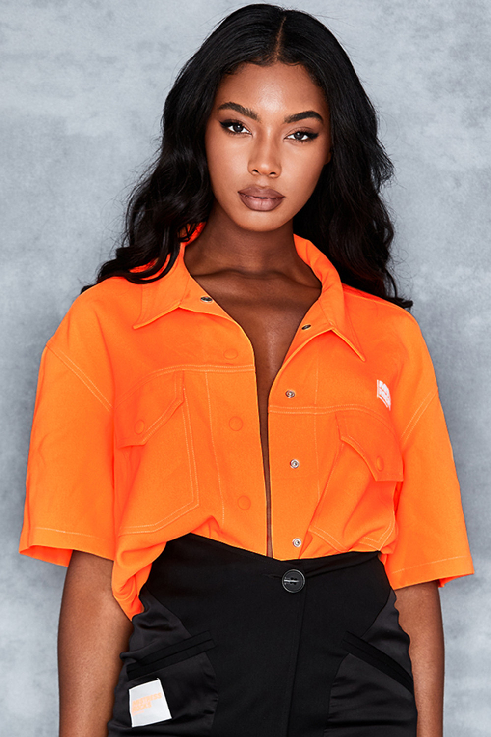 Piece Of Cake' Neon Orange Oversized Shirt - Mistress Rock