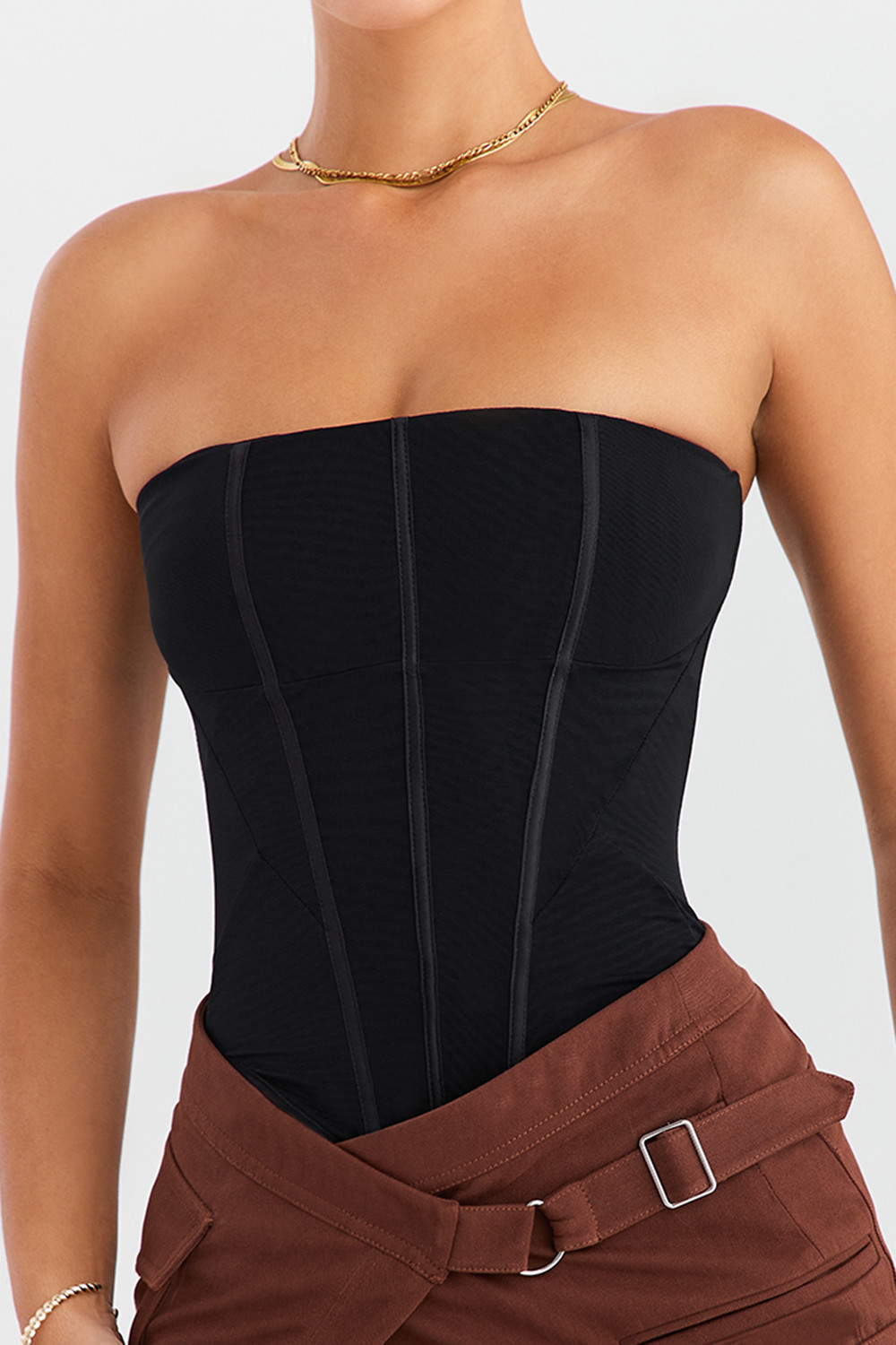 Black Mesh Strapless Corset Mistress Rock