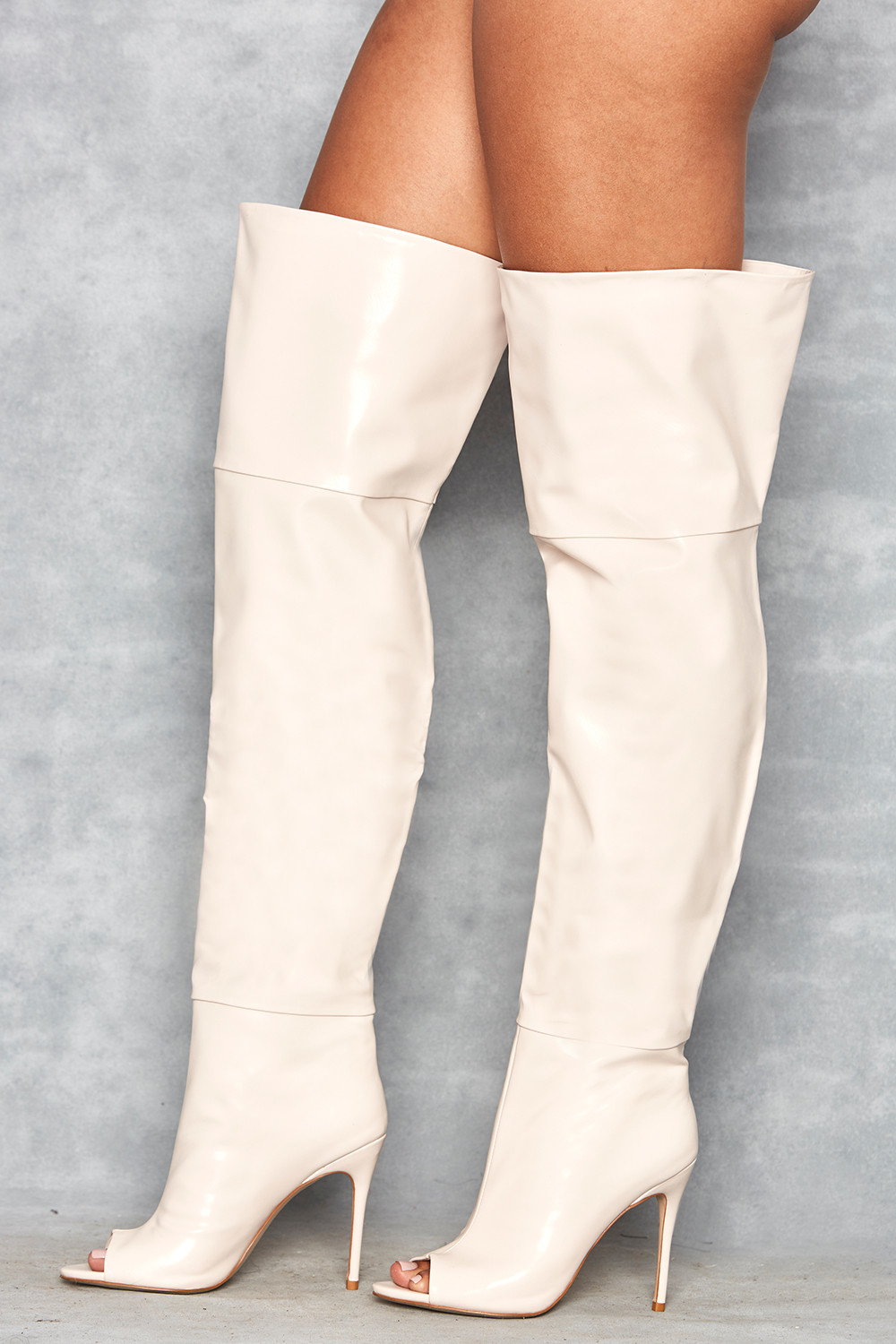 Cream thigh high boots sale