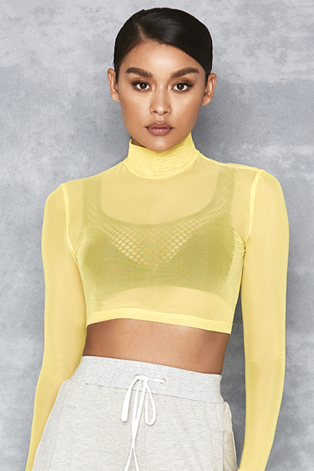 antyder regeringstid sammenbrud Angel Face' Yellow Sheer Mesh Long Sleeved Top - Mistress Rocks